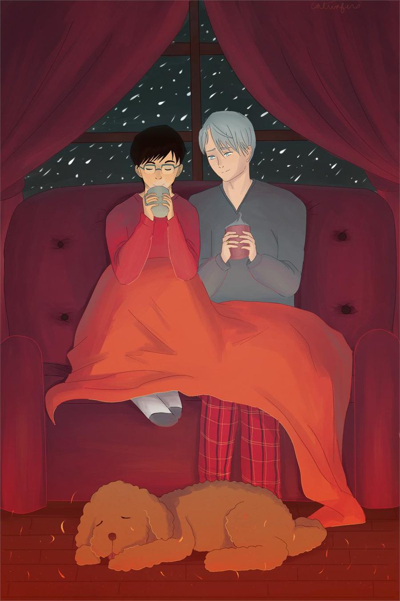 we’ve been given the okay, so here’s my full piece for the <a href="/yoihomezine/">yoihomezine</a> ❄️💕💖 this zine is full of incredible works and i’m so glad i was able to be a part of it!! #YuriOnIce #victuuri