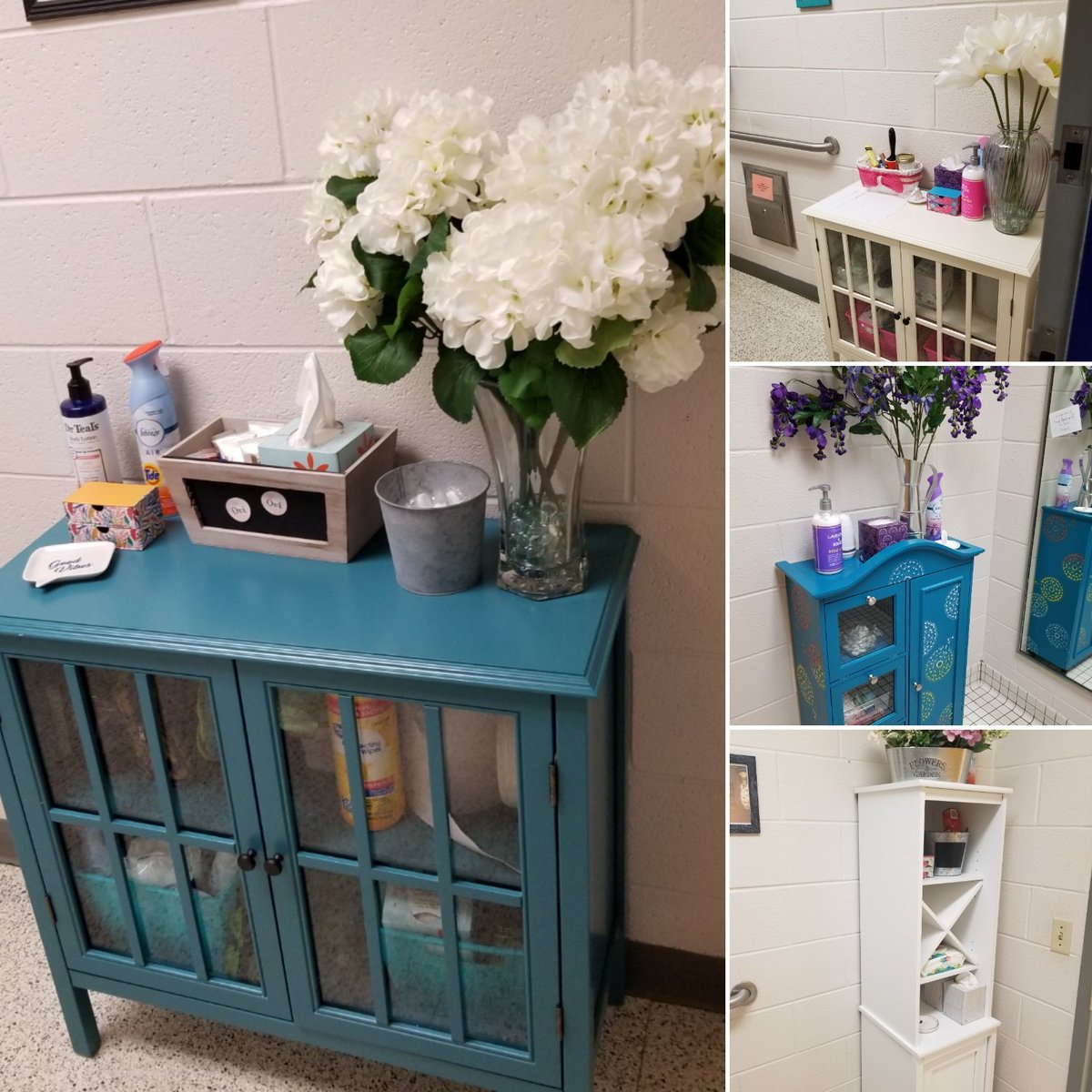 MrsIvysDesk's tweet photo. Walked into the teacher's bathroom and found this lovely pinterest-y remodel! We just had to pose for teacher's-bathroom-selfie! Thank you @dragon_pta! Everything you do for the NCES teachers and staff is appreciated 😊✔👍 #pta #nces #teacherlife https://t.co/zvSOUQpeJQ