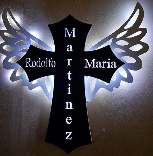 WoodParadise's tweet image. Angel wings, Cross, Led lighted, Sign, Custom Name, Date, Color, Church,Baptism party decor, missed love one memorial, Marker, Wall decor, etsy.me/2PORJP0 #housewares #homedecor #lightedsign #christmasgift #walldecor #religious #cross #jesus #easter