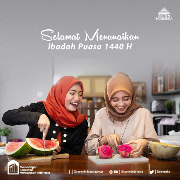 Koneksi_CL's tweet photo. Assalamu'alaikum Wr. Wb.
Kami keluarga besar KonekSI Care Line Semen Indonesia mengucapkan,
"Selamat Menunaikan Ibadah Puasa 1440 H". https://t.co/pwOkaxzXws