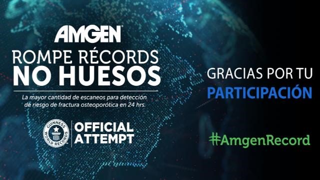 Gracias a tu participación, ¡LOGRAMOS ROMPER EL RÉCORD! En nombre de Amgen México, te damos las gracias por ser parte de nuestra campaña y de este Récord Guinness. <a href="/GWR/">Guinness World Records</a> #AmgenRecord