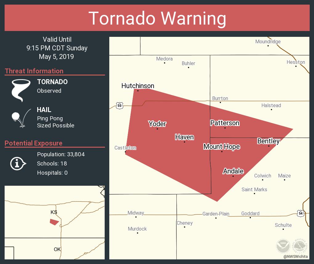 Tornado Warning including Hutchinson KS, South Hutchinson KS, Haven KS