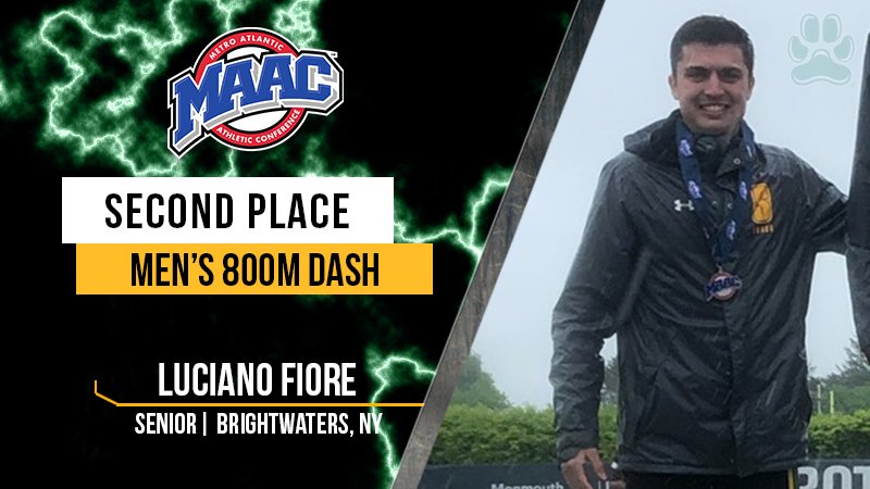 SienaSaints's tweet photo. 🎽 Also taking the podium for @SienaXCTrack in the Men's 800m dash at the @MAACOlySports Championship - senior Luciano Fiore!

#MarchOn #SienaSaints #MAACTrack https://t.co/Nmkf7kmPqV