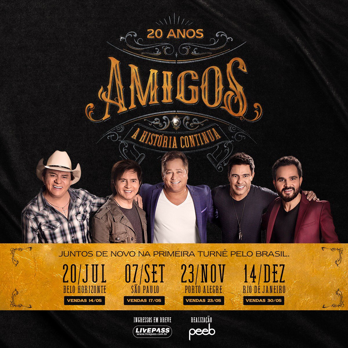 chxoficial's tweet photo. É com imensa alegria que anunciamos: 20 anos depois, os AMIGOS estão de volta! 🙏 Um momento único e histórico que não poderia deixar de ser celebrado. E a comemoração? Nossa primeira turnê pelo Brasil. Esperamos vocês! #amigos20anos @zcloficial @LeonardoCantor_ https://t.co/50SNLRLyft