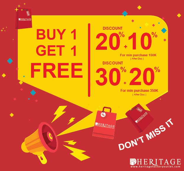 yuk segera merapaaaat.. Promo diskon diseluruh cabang Heritage Factory Outlet..