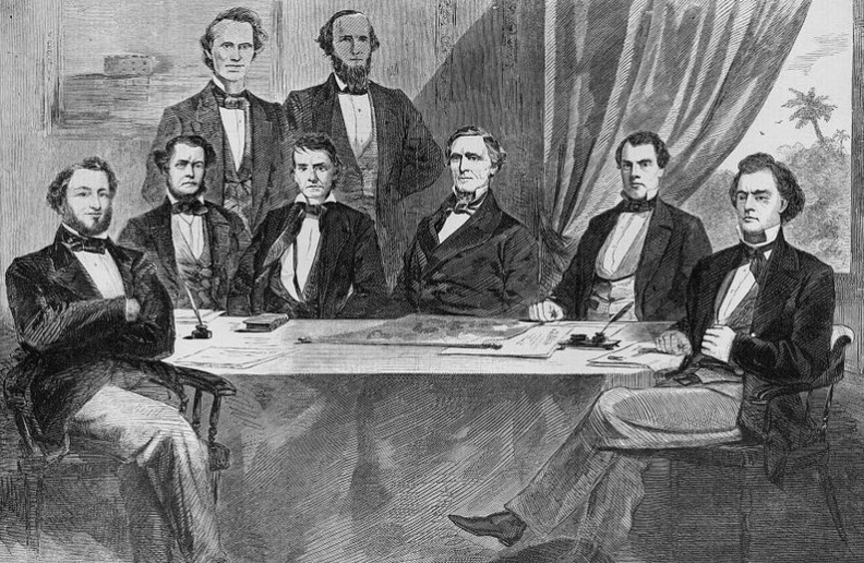 historicmatters's tweet photo. Today in 1865, Jefferson Davis held his final meeting with his cabinet in Washington, Georgia. Together, they voted to officially dissolve the Confederate States of America, putting an end to the secessionist experiment. In subsequent weeks, Davis was captured and imprisoned. https://t.co/PPnra0mzBx