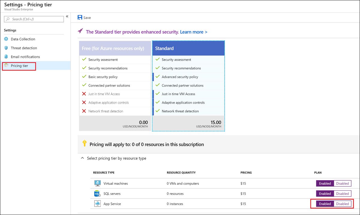 🕵Attackers try to exploit vulnerabilities in you web applications. #Azure Security Center detects these vulnerabilities and protects the VM instance that your App Service is running in. Enable this monitoring and protection here: docs.microsoft.com/en-us/azure/se…