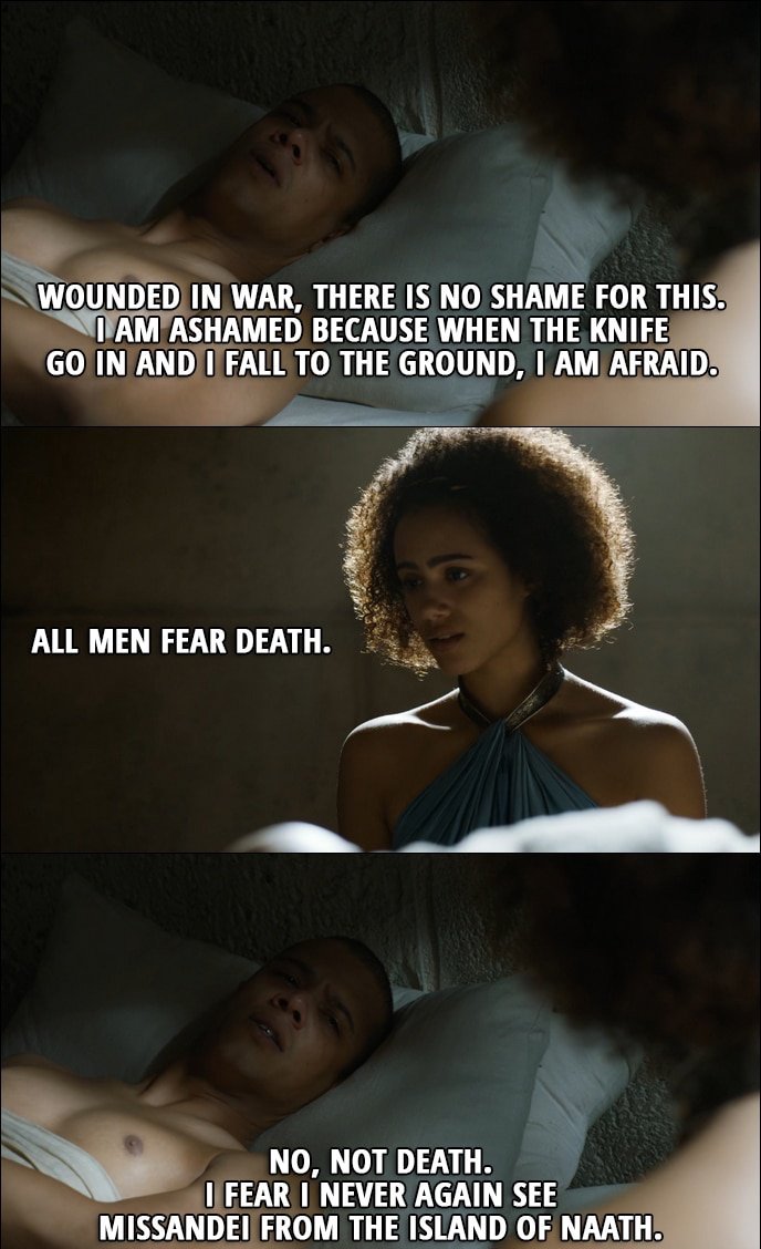 ellievhall's tweet photo. Grey Worm is going to fuck everyone's shit up. He no longer has a weakness.
#GameofThrones https://t.co/McrnZIt3CW