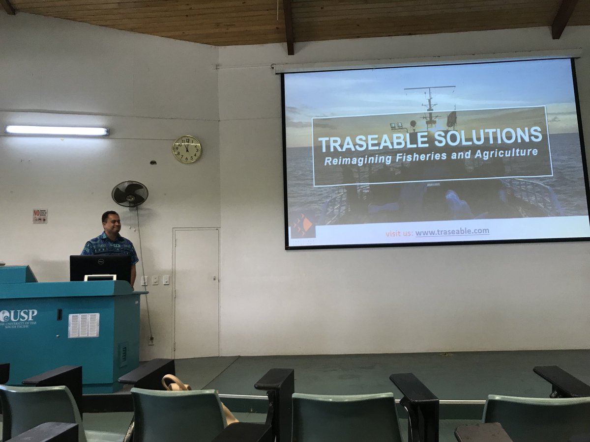 We were at USP this morning presenting to the @MS2043 Class on our work on traceability in the Pacific. It was a great way to portray our work to the Marine Studies students and hopefully encourage them to understand the importance of traceability. #SeafoodTraceability