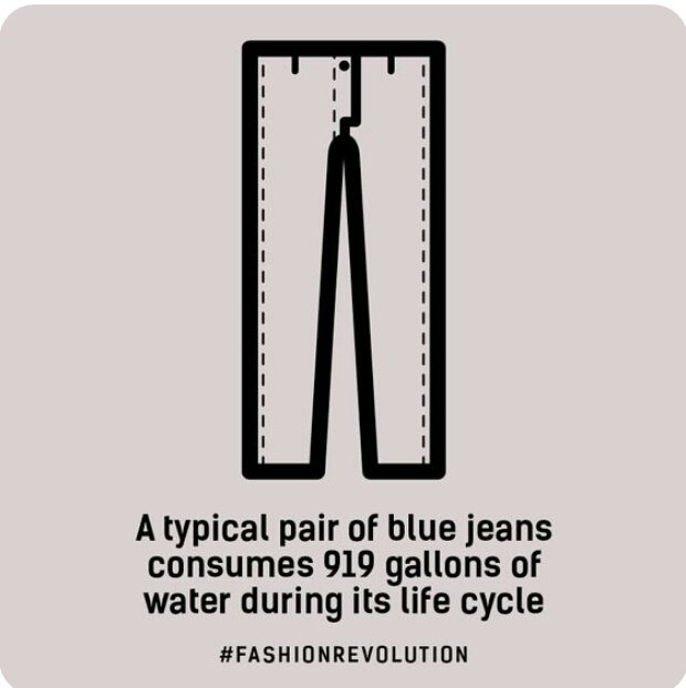 My #fastfahion research is on the dyeing process of blue jeans and the wastewater disposal process. It takes a lot of water to make blue jeans.