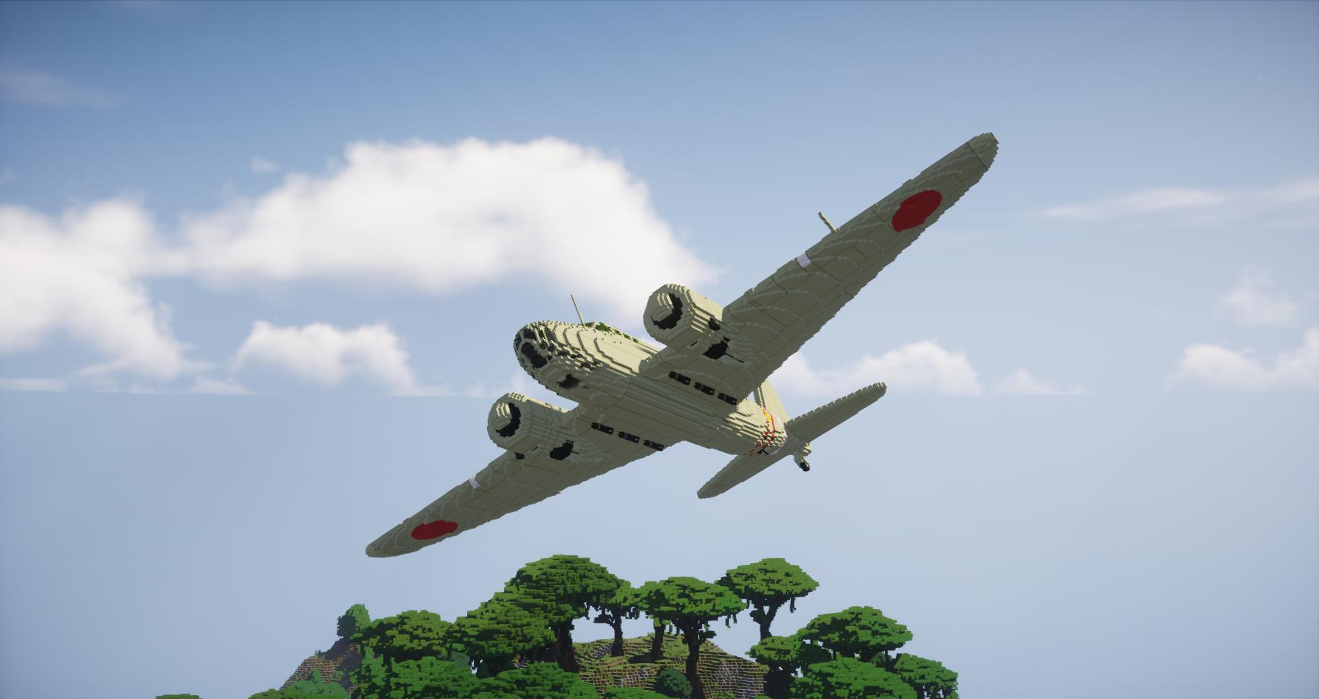 Uran 令和最初3dテクスチャ 九七式重爆撃機を作りました m超えの中型機なのでテクスチャ4つを連結して一つにしてます Minecraft