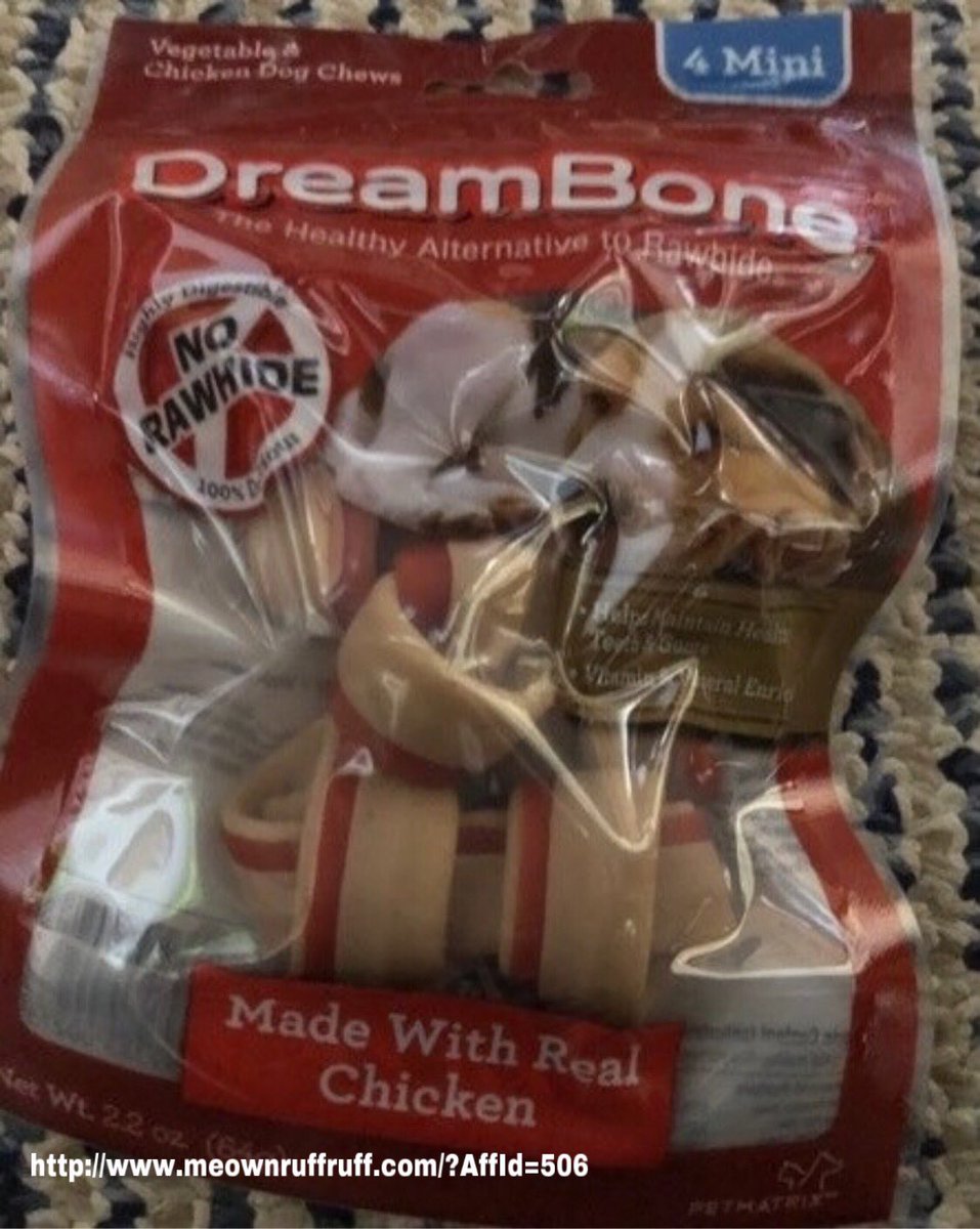 SusanPeck1's tweet photo. DreamBone - 4 Mini's

Made with real chicken. 4 mini's to a pack. No Rawhide. Helps maintain healthy teeth and gums. Vitamins and Minerals added.
https://t.co/FwNe9TAH0a
..
#petproducts #petsupplies #dogbone #dogtreat #DreamBone #pets #dogs #cats #shopping #shoppingonline https://t.co/ww31HjRwBd