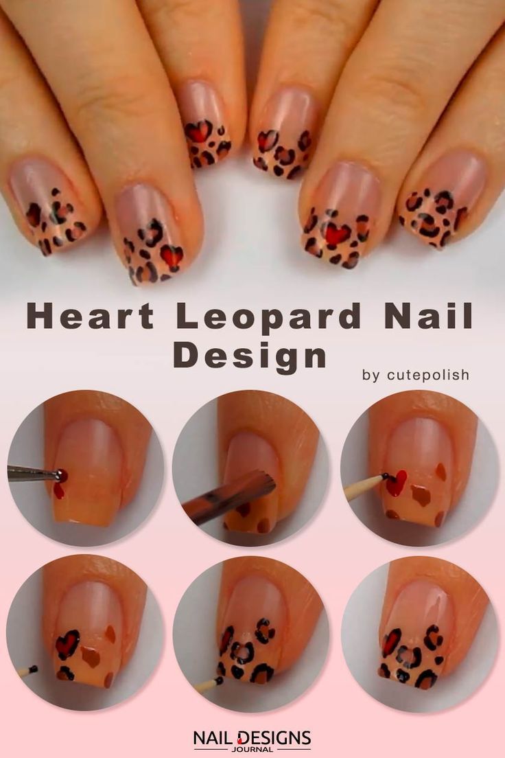 Heart Leopard Nail Art Design #handpaintednails #easynailsart ❤️ Only fresh … naildesignsgallery.com/heart-leopard-…