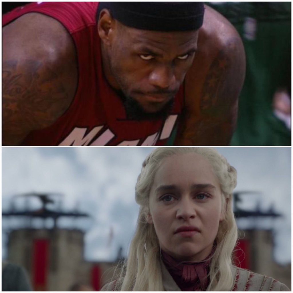 PhillyFreshPod's tweet photo. @GameOfThrones Daenerys is about to go sicko mode on Cersei and her army in King’s Landing like LeBron did on Paul Pierce and the Celtics at TD Garden. https://t.co/nH4Ejct3H9