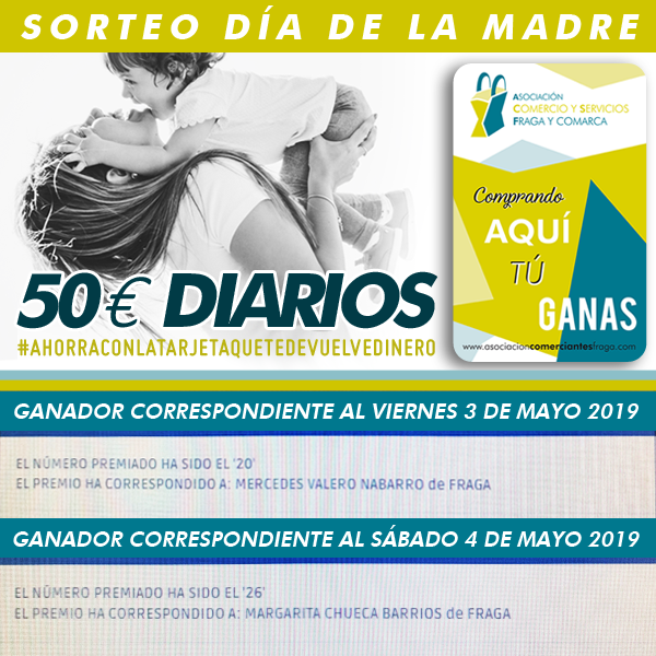 comerciofraga's tweet photo. ¿Queréis conocer a las ganadoras del sorteo DE 50€ correspondientes al 3 Y 4 DE MAYO? �� MERCEDES VALERO NABARRO por sus compras en #CarniceríaGallinat y MARGARITA CHUECA BARRIOS por sus compras en #PaquiFerrerEstética y #FrancoModa 🥁.¡Enhorabuena a las dos! https://t.co/jv437oRquz