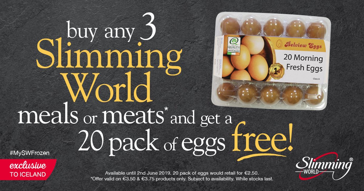 In #Ireland? We've got eggs-elent news! From today until 2nd June get a free 20-pack of eggs when you buy any three meals or meat products from our #MySWFrozen range at <a href="/IcelandFoods/">Iceland Foods ❄️</a> 🍳🍳🍳