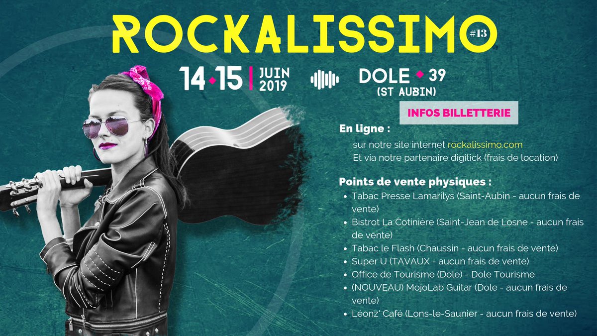 [ INFOS BILLETTERIE ] Les points de ventes physiques sont désormais ouverts ! 🤗Rendez-vous chez nos partenaires pour retirer vos billets sans frais de location (18€ 1 jour ; 23€ 2 jours en prévente). Plus d'infos sur notre site internet rockalissimo.com ! 😃