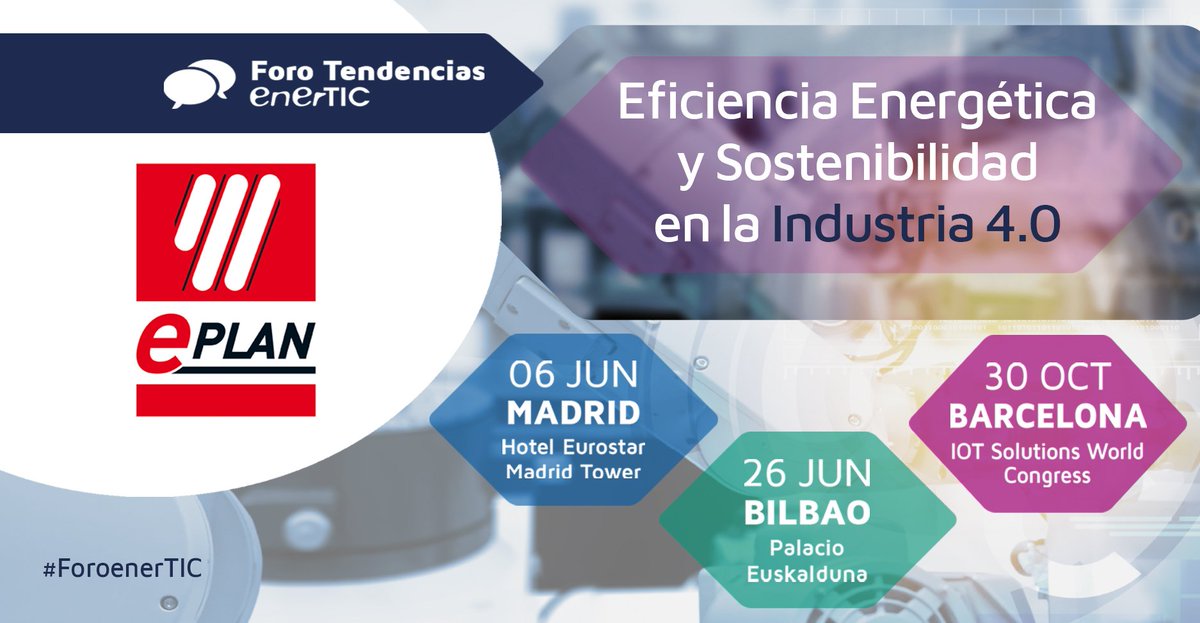¡CONSIGUE YA TU ENTRADA! Te esperamos en #ForoenerTIC #Industry40 el 6 de JUNIO en el Eurostars Hotels Madrid lnkd.in/d5SASzf 
#SmartIndustry40 #TransformaciónDigital #SmartFactories