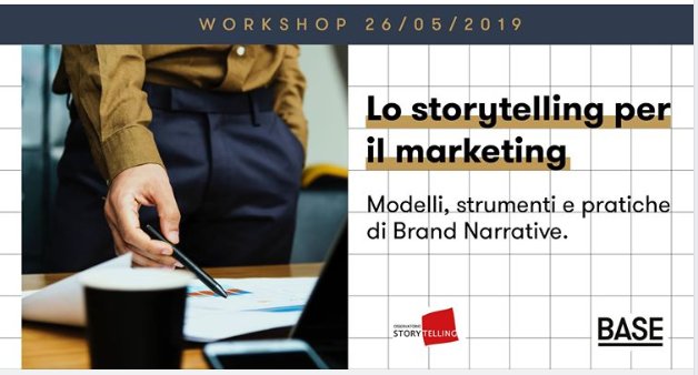 📌 #savethedate 26 maggio. Il 5° #Lab sarà dedicato a 'Lo Storytelling per il marketing. Modelli, strumenti e pratiche di Brand Narrative' e vedrà come docente <a href="/munduspatet/">Daniele Orzati</a> c/o @base_milano. 
Info e iscrizioni. 
bit.ly/2JjGMUi
<a href="/storoni_a/">Arianna Storoni</a>
@storyfactor
<a href="/SIMO2/">simo pozzi</a>