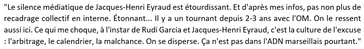 Beye13's tweet photo. Manu #Lonjon (Yahoo Sport) : "Le silence médiatique de Jacques-Henri #Eyraud est étourdissant." #TeamOM https://t.co/LBKNoS5Lbb