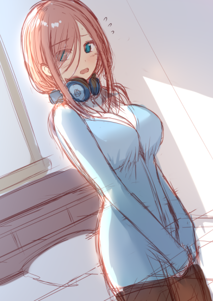 黒結(くろゆい)🔞宣伝垢さんがTwitterに投稿した中野三玖(五等分の花嫁)のイラスト。