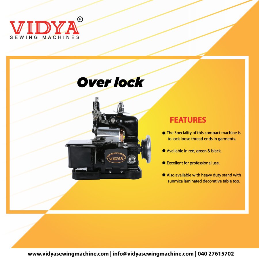 SewingVidya's tweet image. #VidyaOverLockSewingMachine
Features:
- The Specialty of this compact machine is to lock loose thread ends in garments.
- Available in red, green &amp;amp; black
- Excellent for professional use
Visit: vidyasewingmachine.com/81k6-overlock/… #OverLockMachine #SewingMachineFeatures #BestSewingMachine