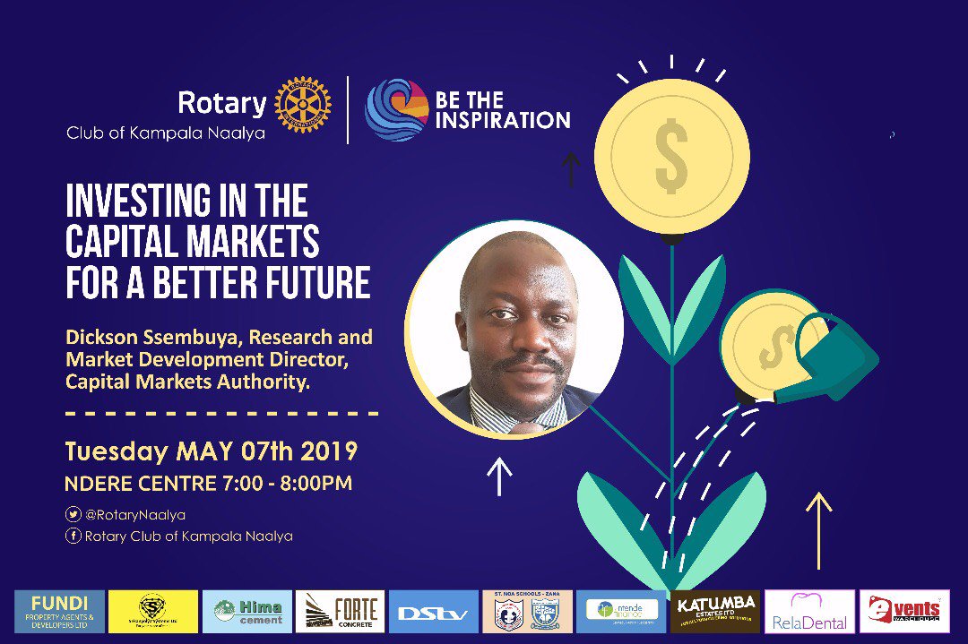 CmaUganda's tweet photo. The long awaited #CapitalMarketsWeek2019 is finally here! Tomorrow we'll be hosted by @Denis_Jjuuko as we fellowship with @RotaryNaalya at #NdereCentre #7_8pm. Don't miss the #PublicExhibition #10thMay #ConstitutionalSquare
@kkalyegira @Cnnsamba @OpoMoses @oliveojom @NaksOliviel https://t.co/OleGlJRwtS