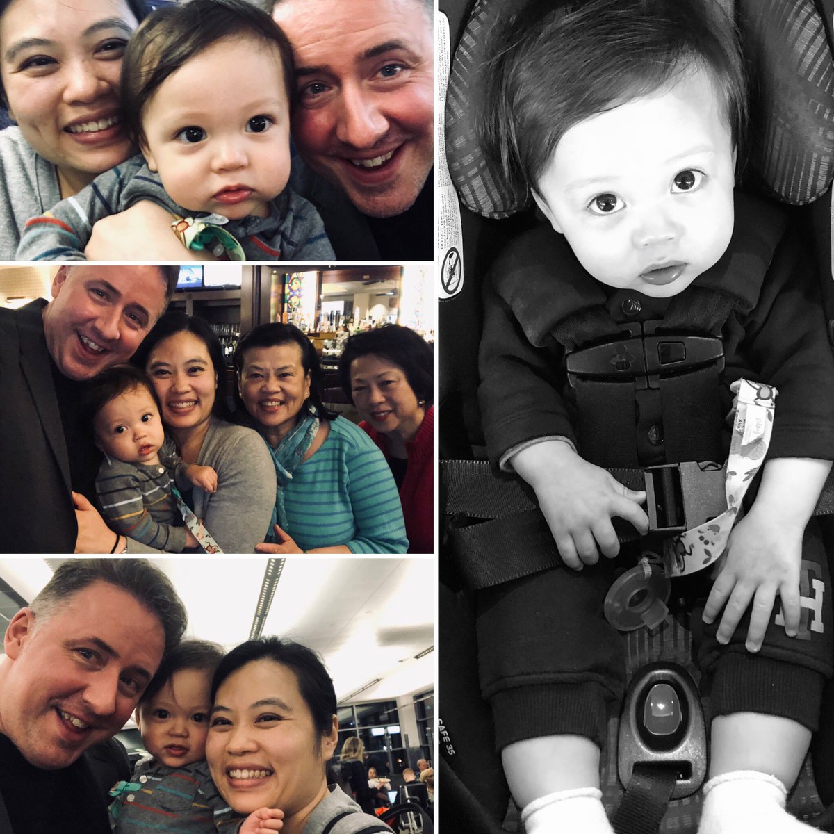 DCMichaelA's tweet photo. ❤️🎶 Reunited and it feels so good 🎵 💜 1st stop ✈️ today, Boston for a family dinner! Then back home to #DC! Even a flt delay that got us back home after midnight couldn’t take away from the sheer joy of 👶 cuddles! #ThoseCheeksThough 😍 https://t.co/UTjp8J4Z4z