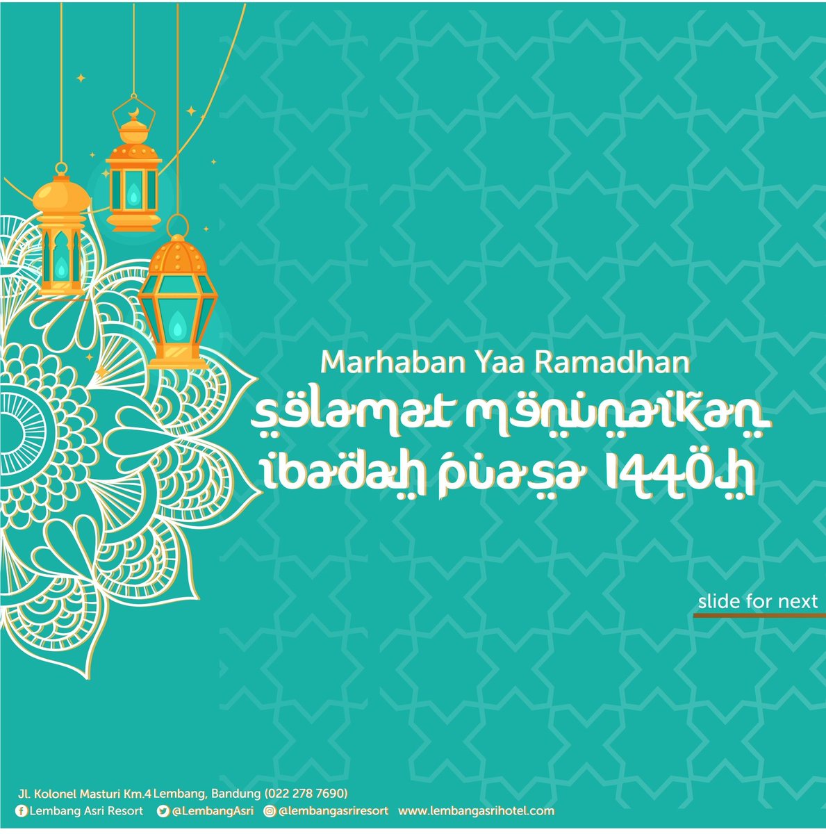 LembangAsri's tweet photo. Marhaban yaa ramadhan from lembang asri resort! 
Book your room now! 
.
.
.
.
.
.
#LembangAsriResort #LembangAsri #beautifuldestinations #beautifulhotels #beautifulcuisines #explorebandung #explorebandungbarat #hotel #resort #mountainresort https://t.co/5spcE293AC