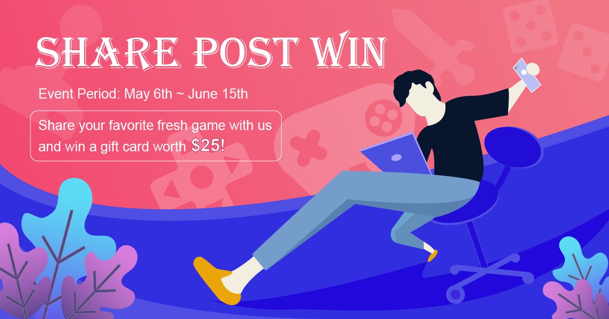 !!Share, Post, Win!!

Join our new event and win $25 gift card! 

Download/upgrade our app, follow our admin account and post the screenshot of your favorite new game, then you will be eligible to participate in this new event! 

Period: 5/6~6/15

Don't Miss Out! 

-PLM Team
