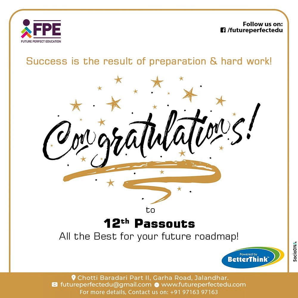 FuturePerfectE1's tweet photo. Congratulations students on the magnificent result in the XII CBSE exams of 2018-19. Consistent hard work and perseverance by the students &amp; teachers have garnered fabulous scores. Our best wishes and blessings are with you all.

#education #CBSE #Class12 #Results2019 #Results # https://t.co/BxdsaG0Pef