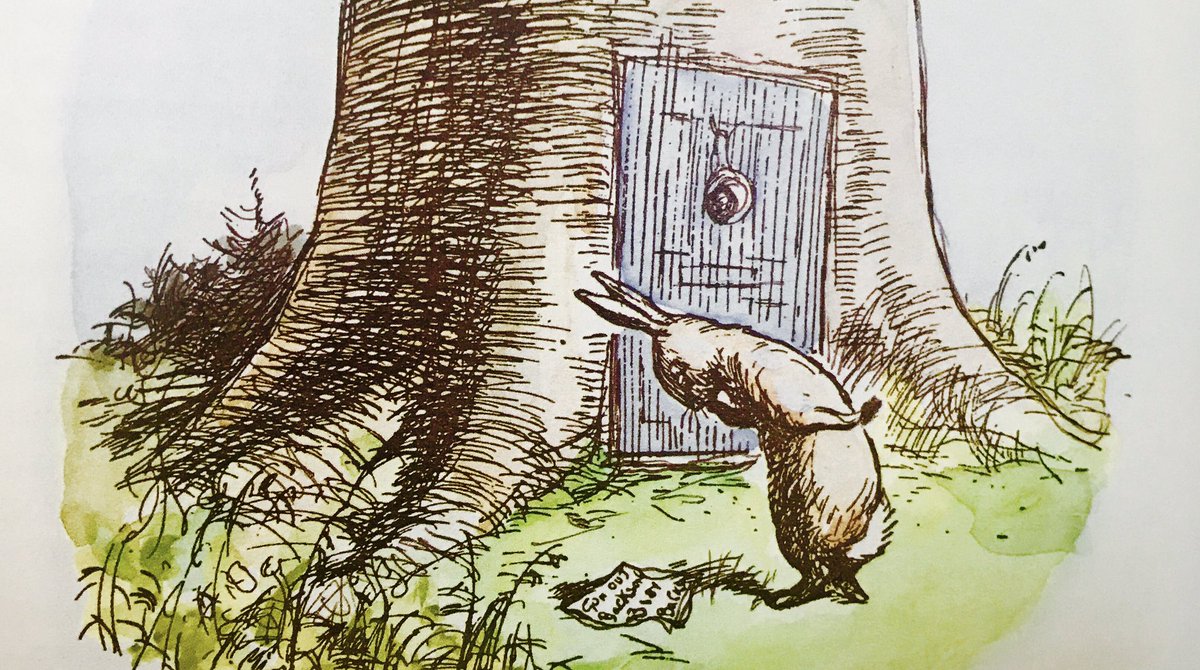 A_AMilne's tweet image. Rabbit soon came to the tree where Christopher Robin lived. He stopped and listened, and everything stopped and listened with him, and the Forest was very lone and still and peaceful in the sunshine, until suddenly above him a lark began to sing. ~A.A.Milne #BankHolidayMonday