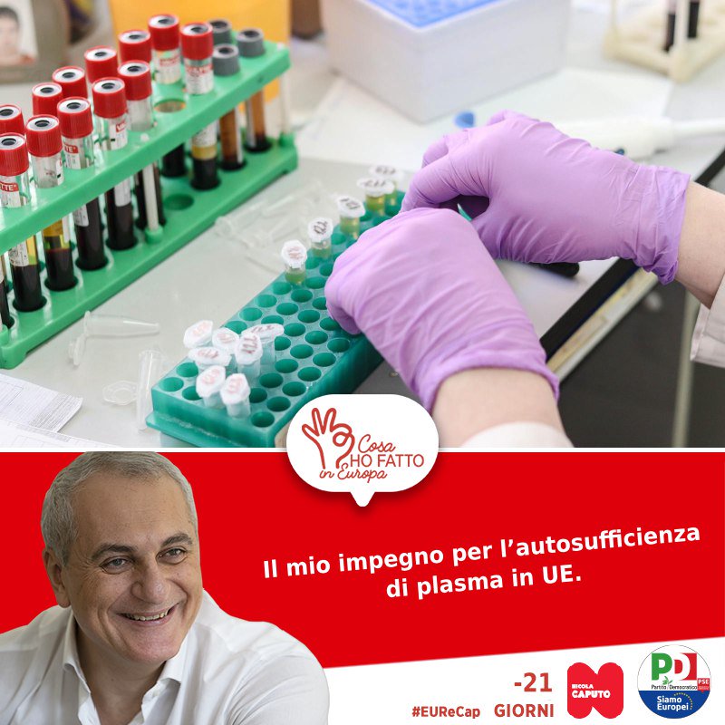 NicolaCaputo's tweet photo. #Meno21
Continua il #Countdown alle #EP2019 raccontando cosa ho fatto in questi 5 anni da Parlamentare Europeo. Oggi vi parlo della mia attività per potenziare la raccolta di plasma nell'#Ue
https://t.co/ctrsHD4oLz
#Caputo2019 #CosaHofattoInEU #Europee2019 #EuropaSiamoNoi https://t.co/n4gFD9CZ0Q