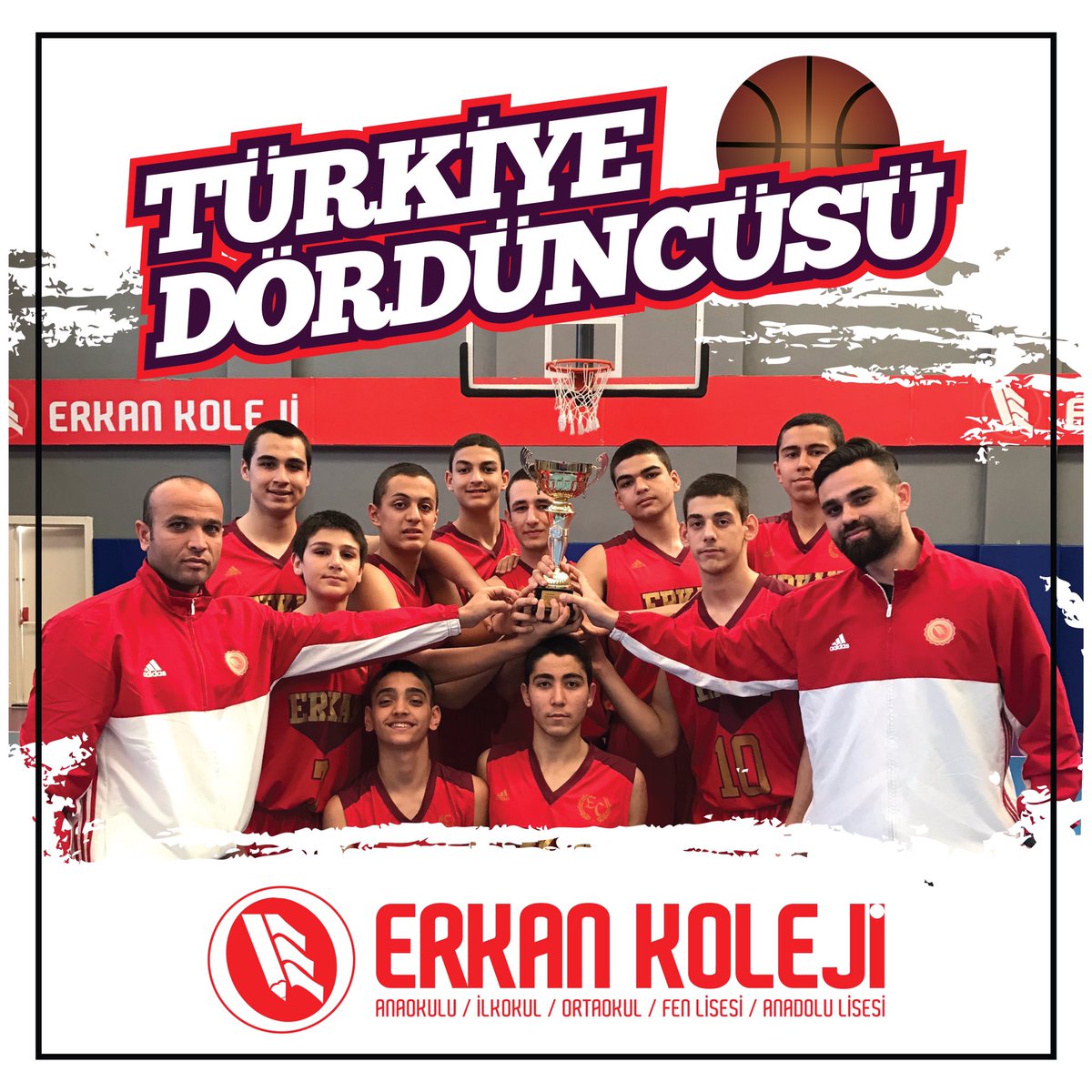 Erkan Koleji Yıldız Erkek Basketbol Takımımız, Türkiye dördüncüsü olmuştur. Öğrencilerimizi tebrik eder, başarılarının devamını dileriz. #erkanokulları #erkankoleji #özelokul #adanaözelokul #adana #eğitim #yaşam #spor #basketbol #türkiye #türkiyeşampiyonası