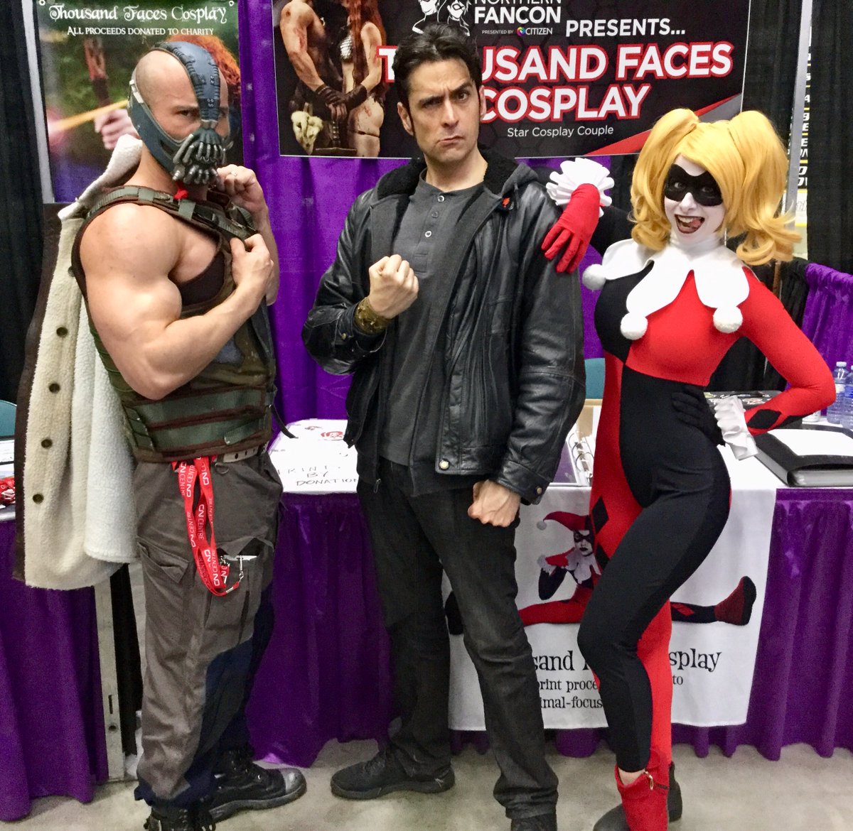 Mark_Meer's tweet photo. Some of the #cosplay of @northernfancon:
Great costumes by @OnlyAliCat & Steve Davie, @1kFacesCosplay, @AndyRae1... and two adorable kids!
#NorthernFanCon #FanCon5 #cfxmasks #spidergwen #Cable #NightKing #Bane #HarleyQuinn #MorticiaAddams #WonderWoman #Rey https://t.co/ZyFUyd3whp