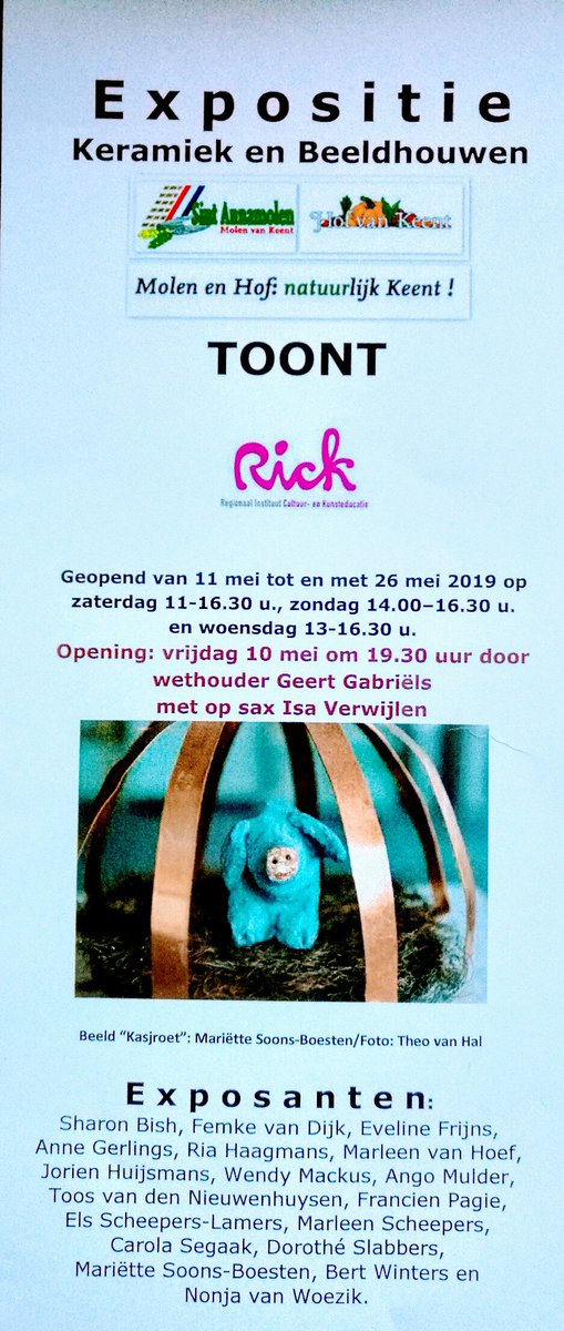 Vrijdagavond opening om 19.30 uur in de Sint Annamolen, de molen van Keent. Keenterstraat 1a Weert. #molen #Weert #Limburg #expositie #keramiek #beelden #molendag