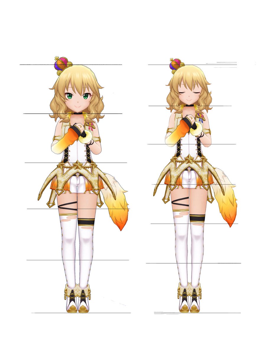 ひまら アイドルをリアル頭身に近づけてみたやつ 四枚目の画像を参考にしたら 140センチ台の桃華はおよそ4歳相当 150センチ台のみくにゃんはおよそ7歳相当 160センチ台の文香でも9歳相当の頭身らしい アニメキャラだからデフォルメされてるとは言えここ