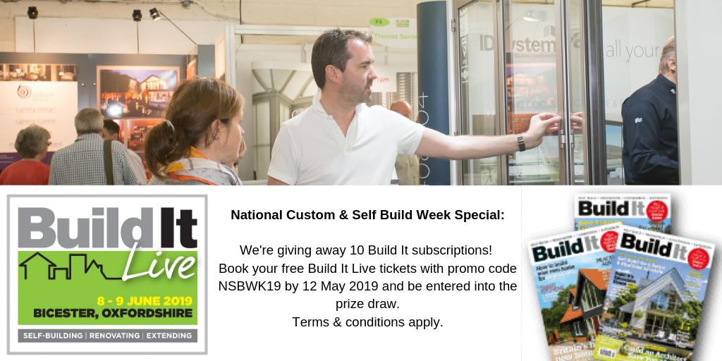 We're celebrating #SelfBuildWeek by holding a prize draw for 10 Build It subscriptions! Book your complimentary Build It Live tickets by 12 May 2019 using promo code NSBWK19 and you'll be entered into the draw! Ts&amp;Cs apply. <a href="/nacsba/">NaCSBA</a> <a href="/RighttoBuildTF/">Right to Build TF</a>  ow.ly/VfWe30oCI0M