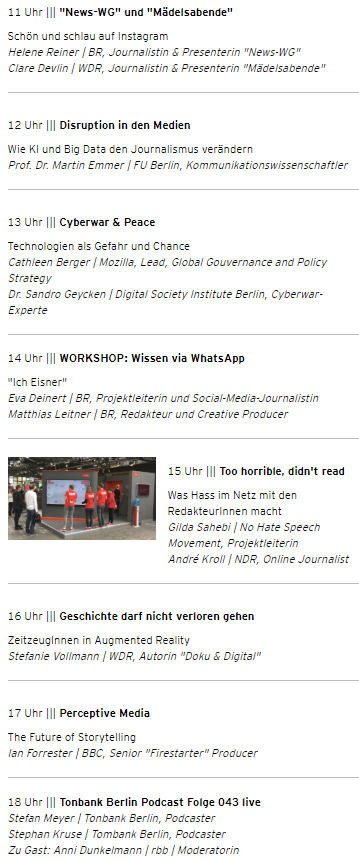 rbb24's tweet photo. Auch in diesem Jahr gibt's wieder das #rbbtalklab auf der @republica. Themen heute: u.a. Disruption, Cyberwar, journalistisches Whatsapp &amp; Instagram, Hass im Netz https://t.co/EDRXTUxVyL #rp19 https://t.co/RhfQMdMHFU