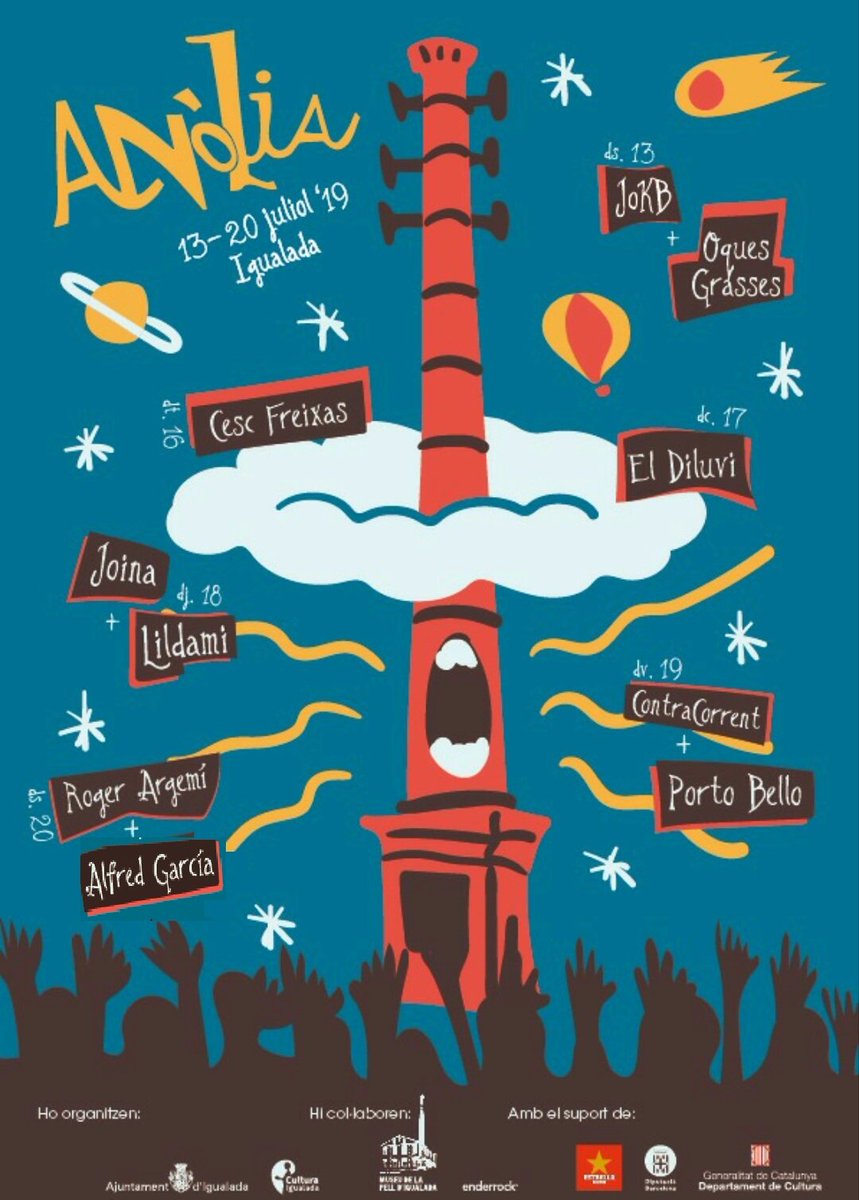 anolia_igualada's tweet photo. Aquest és el cartell amb les dates del festival #anolia on tots els concerts són gratuïts @culturaigualada @ajigualada https://t.co/rnQ2z1ubzZ