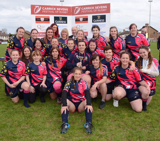 carricksevens's tweet photo. Winners of the @mea_bc Ladies tournament 

Cup  @qubrfc ladies

Plate @CarrickLadiesXV 

Bowl @ShottonLadies 

A cheque for £1,000 was also presented to the @charityspoon Charity. https://t.co/HfAeCj228w