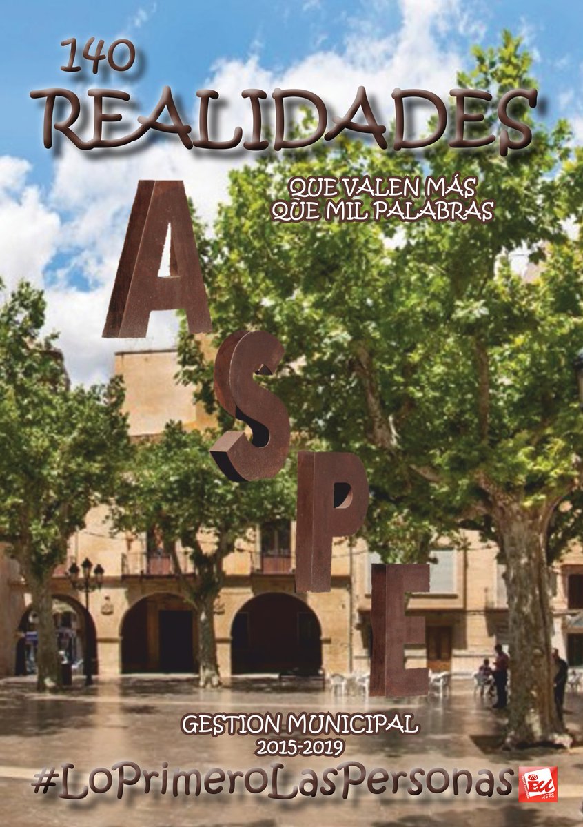 EUASPE's tweet photo. Comenzamos la semana con la fuerza del deber cumplido Vamos a presentaros nuestro balance de gestión en el gobierno municipal en #140Realidades que #ValenMásQueMilPalabras En #Aspe #LoPrimeroLasPersonas https://t.co/u5XTQODb3H