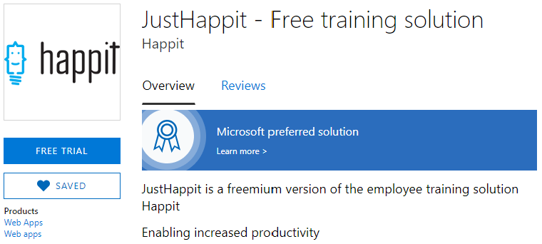 happitcom's tweet photo. #Happit is now titled in Appsource as "Microsoft preferred solution"🎖️We #happitfamily are thrilled since Microsoft preferred solutions are selected by Microsoft👨‍💻experts for its quality &amp; performance💪
#HappitFeature #DigitalTransformation #useradoption #Microsoft365 #SharePoint https://t.co/XI7ukgOXiH