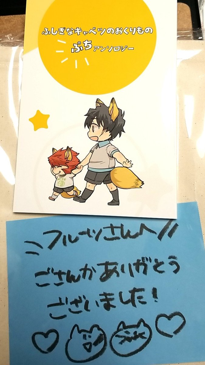 参加したあんそろの本が届いためちゃかわいい?✨?あとトートバッグもついてたのですがめっちゃでかい～幼児余裕で入れれそうなくらいでかトートバッグ…沢山お買い物できるね…あとイラストがパッと見ピーターラビットみたいだから日常で使えるね… 