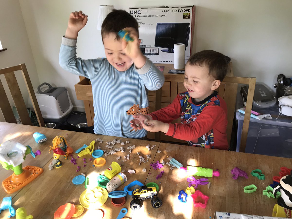 withingtonphys's tweet photo. Happy bank holiday everyone. We are not open today as we are spending time with our little cherubs. Wish us luck #playdough #mixingthecolours #makingmess https://t.co/0SkveqBFTF
