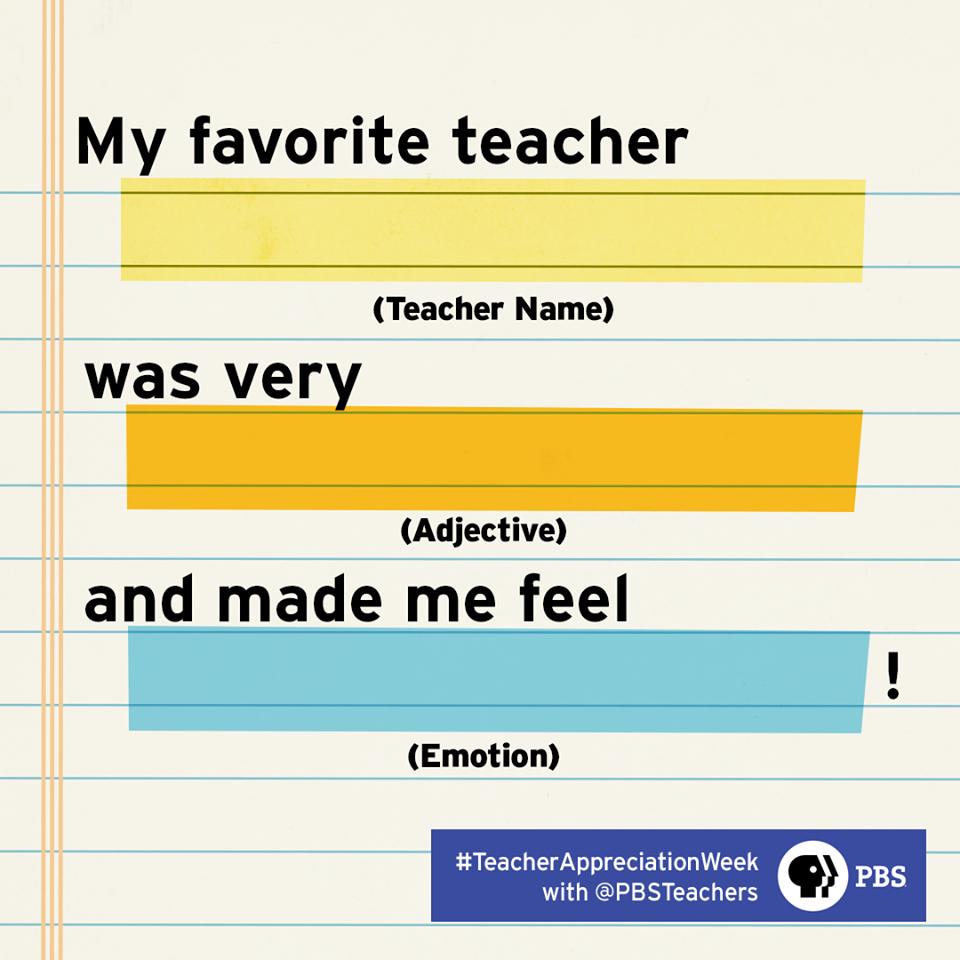 danieltigertv's tweet image. It’s #TeacherAppreciationWeek, and we’re helping @PBSTeachers celebrate tiger-tastic teachers everywhere. How would your little one complete this sentence? Screenshot, fill-in, and share the graphic to thank your favorite teacher from your neighborhood! #DanielTigerPBS