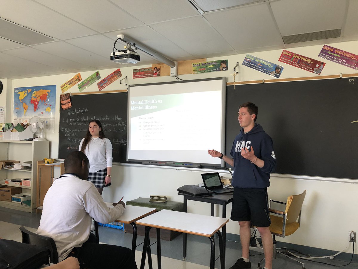 debsimo1's tweet photo. Mental Health presentations by HS students to our Grade 7 &amp; 8’s for Catholic Education Week &amp; Mental Health Week #BeCommunity #BeWell @CsinclairOCSB @MHoweOCSB @ImmaculataOCSB https://t.co/CdRCsPRJ4r