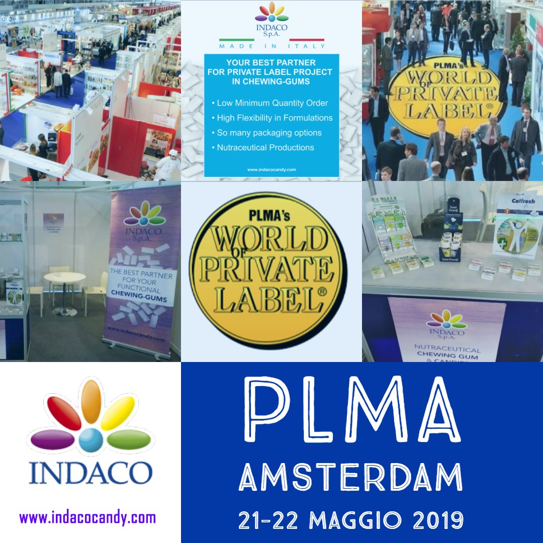 Indaco_Spa's tweet photo. parteciperà al PLMA 2019 

Il Mondo del Marchio del Distributore

21 e 22 Maggio 2019 Centro Espositivo RAI di Amsterdam – FOOD SECTION PARKHAL HALL 8 , Stand F - 8331 VI ASPETTIAMO !

#CHEWINGGUM  #NUTRACEUTICAL #PROJECT #GUM #ENERGY #CANDY https://t.co/nmon3vj4ex