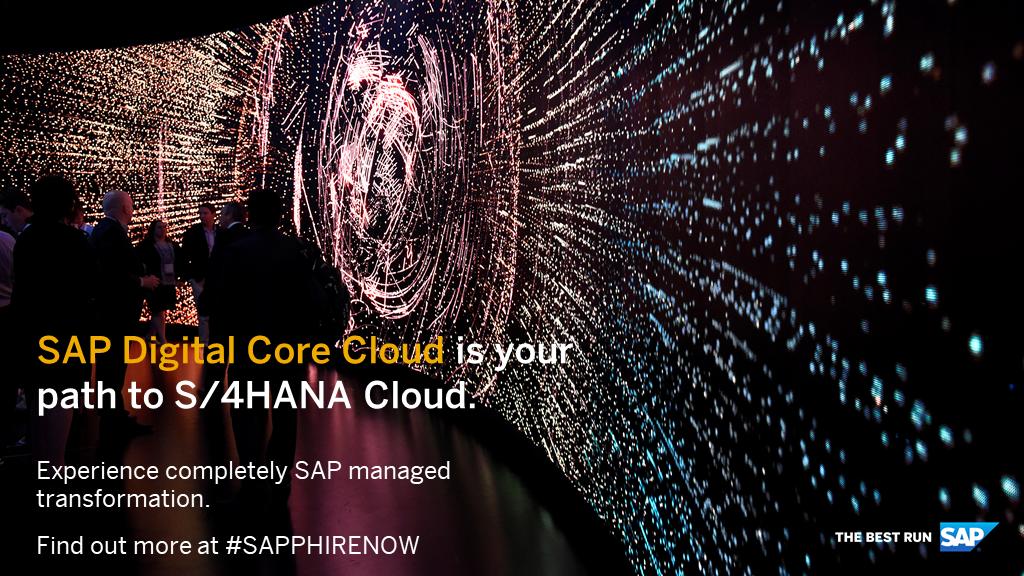 SAP Digital Core Cloud is your path to S/4HANA Cloud. Find out more at #SAPPHIRENOW