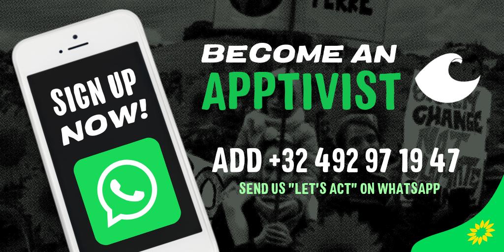 SybrenKooistra's tweet photo. So join the #GreenWave!
And become an #apptivist now!
1️⃣ Add +32 492 97 19 47 to your contacts
2️⃣ Send “Let’s Act” on WhatsApp
3️⃣ ✊
#LetsActTogether 💚 https://t.co/cqzxUV1t2L